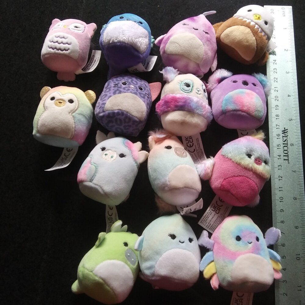 Lot of 14  Squishville Micromallow 2 inch Plush Kelly Toys  well loved used toys